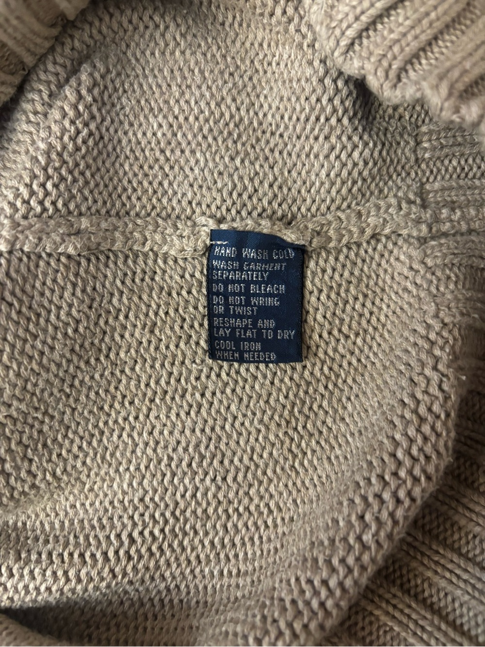 Vintage Polo Ralph Lauren 100% Cotton Crewneck Sweater Tan Men’s Sz L - Picture 5 of 8